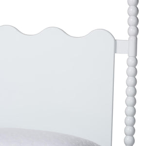 Baxton Studio Baxton Studio Brantley Rubberwood Farmhouse Platform Bed Scalloped Spindle Headboard No Box Spring King Size MG0110-6-White-King