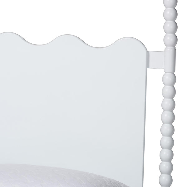 Baxton Studio Baxton Studio Brantley Rubberwood Farmhouse Platform Bed Scalloped Spindle Headboard No Box Spring King Size MG0110-6-White-King