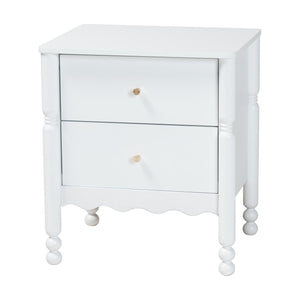 Baxton Studio Baxton Studio Hoffman Rubberwood Nightstand with Scalloped Apron and Two Smooth Glide Drawers MG9022-White-2DW-NS