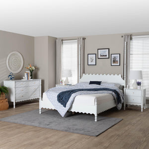 Baxton Studio Baxton Studio Hoffman Scalloped Farmhouse Bedroom Set Rubberwood Queen Bed with Storage Enitan-4PC Bedroom Set-White-Queen-2NS
