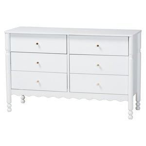 Baxton Studio Baxton Studio Hoffman Scalloped Farmhouse Bedroom Set Rubberwood Queen Bed with Storage Enitan-4PC Bedroom Set-White-Queen-2NS