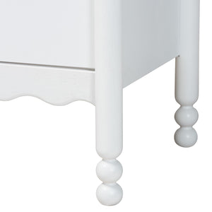 Baxton Studio Baxton Studio Hoffman Farmhouse Bedroom Collection Rubberwood Frame Scalloped Storage Set Queen Size Enitan-4PC Bedroom Set-White-Queen-1NS