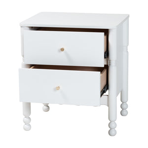 Baxton Studio Baxton Studio Hoffman Rubberwood Nightstand with Scalloped Apron and Two Smooth Glide Drawers MG9022-White-2DW-NS
