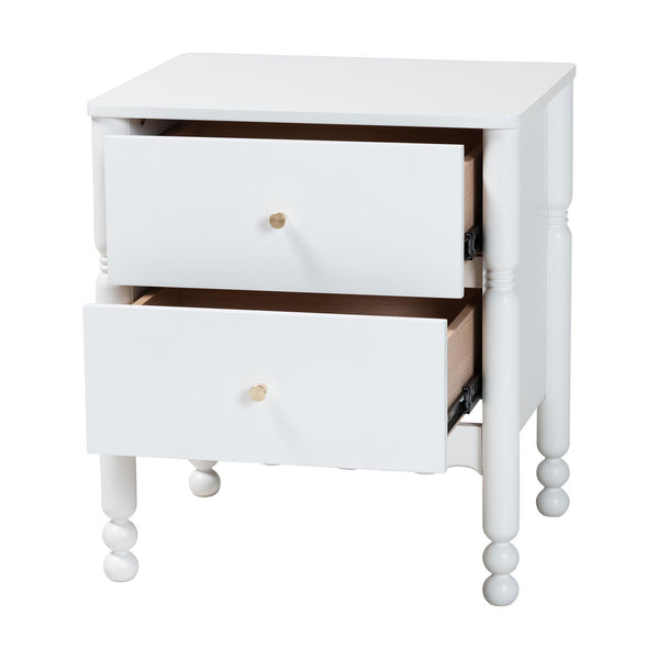 Baxton Studio Baxton Studio Hoffman Rubberwood Nightstand with Scalloped Apron and Two Smooth Glide Drawers MG9022-White-2DW-NS