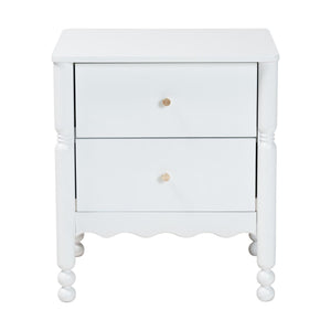 Baxton Studio Baxton Studio Hoffman Rubberwood Nightstand with Scalloped Apron and Two Smooth Glide Drawers MG9022-White-2DW-NS