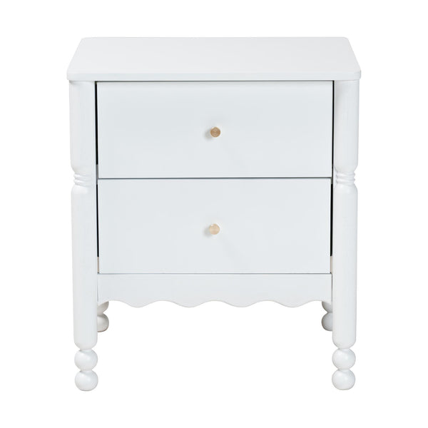 Baxton Studio Baxton Studio Hoffman Rubberwood Nightstand with Scalloped Apron and Two Smooth Glide Drawers MG9022-White-2DW-NS