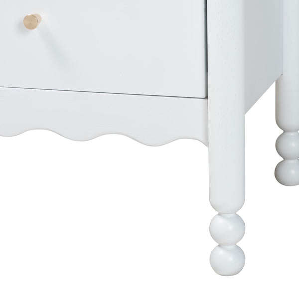 Baxton Studio Baxton Studio Hoffman Rubberwood Nightstand with Scalloped Apron and Two Smooth Glide Drawers MG9022-White-2DW-NS