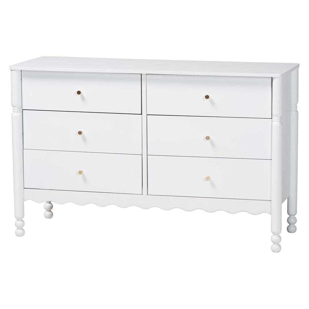 Baxton Studio Baxton Studio Hoffman Six Drawer Farmhouse Dresser with Rubberwood Frame and Turned Legs MG9022-White-6DW-Dresser