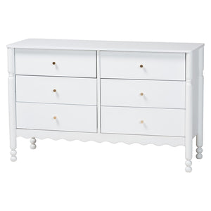 Baxton Studio Baxton Studio Hoffman Six Drawer Farmhouse Dresser with Rubberwood Frame and Turned Legs MG9022-White-6DW-Dresser