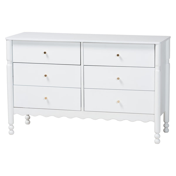 Baxton Studio Baxton Studio Hoffman Six Drawer Farmhouse Dresser with Rubberwood Frame and Turned Legs MG9022-White-6DW-Dresser