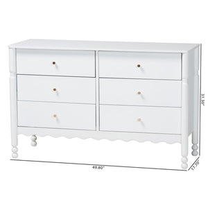 Baxton Studio Baxton Studio Hoffman Six Drawer Farmhouse Dresser with Rubberwood Frame and Turned Legs MG9022-White-6DW-Dresser