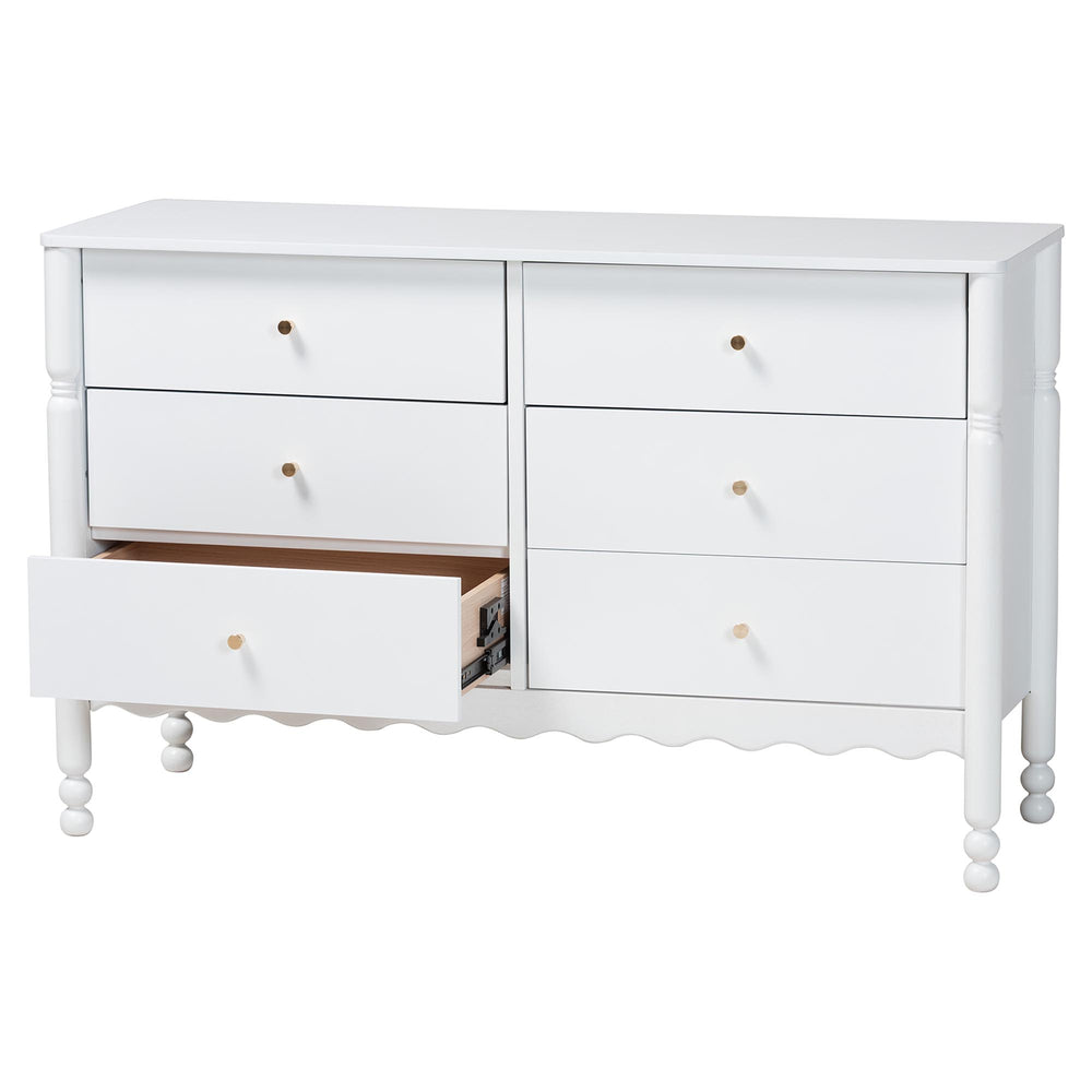 Baxton Studio Baxton Studio Hoffman Six Drawer Farmhouse Dresser with Rubberwood Frame and Turned Legs MG9022-White-6DW-Dresser