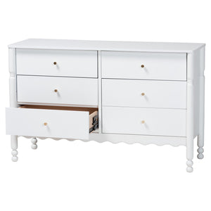 Baxton Studio Baxton Studio Hoffman Six Drawer Farmhouse Dresser with Rubberwood Frame and Turned Legs MG9022-White-6DW-Dresser