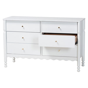 Baxton Studio Baxton Studio Hoffman Six Drawer Farmhouse Dresser with Rubberwood Frame and Turned Legs MG9022-White-6DW-Dresser