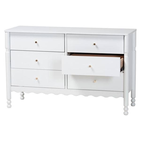 Baxton Studio Baxton Studio Hoffman Six Drawer Farmhouse Dresser with Rubberwood Frame and Turned Legs MG9022-White-6DW-Dresser