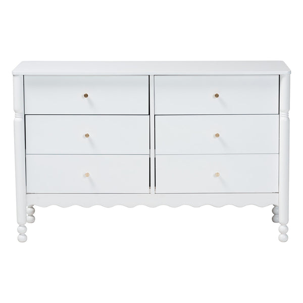 Baxton Studio Baxton Studio Hoffman Six Drawer Farmhouse Dresser with Rubberwood Frame and Turned Legs MG9022-White-6DW-Dresser
