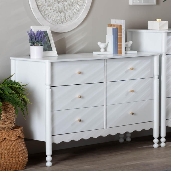 Baxton Studio Baxton Studio Hoffman Six Drawer Farmhouse Dresser with Rubberwood Frame and Turned Legs MG9022-White-6DW-Dresser