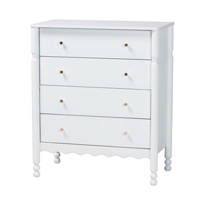 Baxton Studio Baxton Studio Hoffman Rubberwood 4-drawer Farmhouse Chest with Turned Legs for Bedroom MG9022-White-4DW-Chest