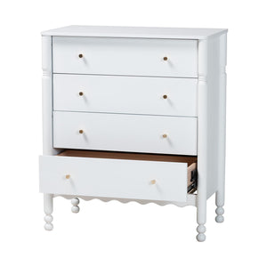 Baxton Studio Baxton Studio Hoffman Rubberwood 4-drawer Farmhouse Chest with Turned Legs for Bedroom MG9022-White-4DW-Chest