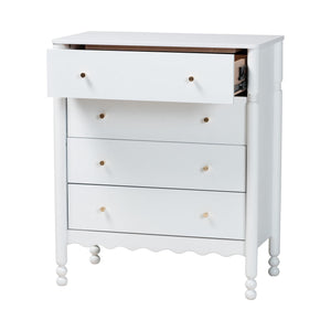 Baxton Studio Baxton Studio Hoffman Rubberwood 4-drawer Farmhouse Chest with Turned Legs for Bedroom MG9022-White-4DW-Chest