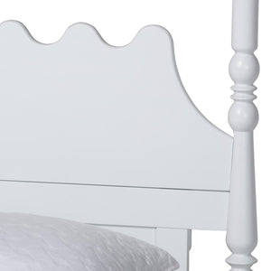 Baxton Studio Baxton Studio Hoffman Rubberwood Platform Bed Farmhouse Scalloped Headboard Turned Posts King Size MG0261-White-King