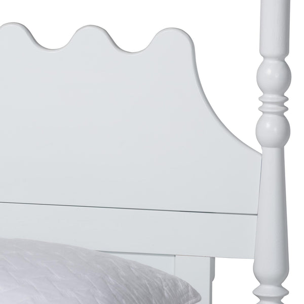 Baxton Studio Baxton Studio Hoffman Rubberwood Platform Bed Farmhouse Scalloped Headboard Turned Posts King Size MG0261-White-King