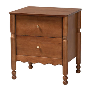 Baxton Studio Baxton Studio Hoffman Scalloped Farmhouse Bedroom Set with Rubberwood Frame and Turned Legs Enitan-4PC Bedroom Set-Walnut-Queen-2NS