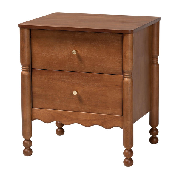 Baxton Studio Baxton Studio Hoffman Scalloped Farmhouse Bedroom Set with Rubberwood Frame and Turned Legs Enitan-4PC Bedroom Set-Walnut-Queen-2NS