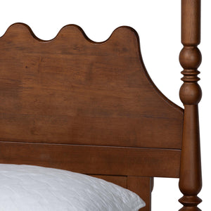 Baxton Studio Baxton Studio Hoffman Scalloped Farmhouse Bedroom Set with Rubberwood Frame and Turned Legs Enitan-4PC Bedroom Set-Walnut-Queen-2NS