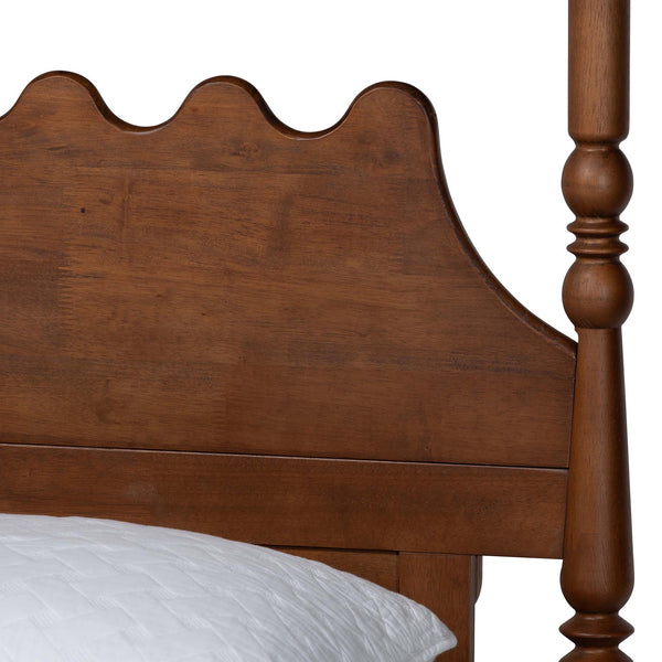 Baxton Studio Baxton Studio Hoffman Scalloped Farmhouse Bedroom Set with Rubberwood Frame and Turned Legs Enitan-4PC Bedroom Set-Walnut-Queen-2NS