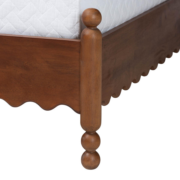 Baxton Studio Baxton Studio Hoffman Rubberwood Farmhouse King Bedroom Set with Scalloped Details Enitan-4PC Bedroom Set-Walnut-King-2NS