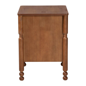 Baxton Studio Baxton Studio Hoffman Rubberwood Farmhouse Nightstand with Turned Legs and Two Drawers MG9022-Walnut-2DW-NS