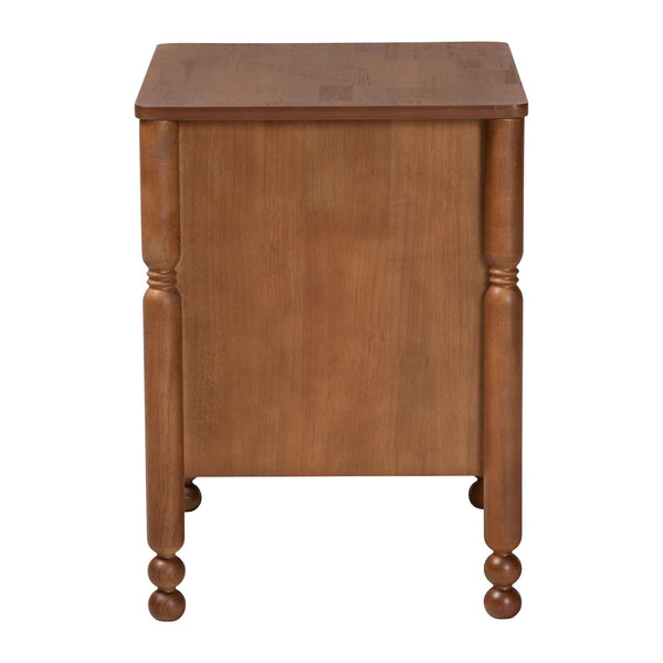 Baxton Studio Baxton Studio Hoffman Rubberwood Farmhouse Nightstand with Turned Legs and Two Drawers MG9022-Walnut-2DW-NS