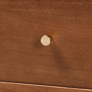 Baxton Studio Baxton Studio Hoffman Rubberwood Farmhouse Nightstand with Turned Legs and Two Drawers MG9022-Walnut-2DW-NS