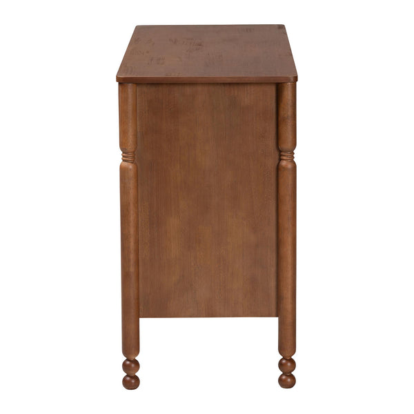 Baxton Studio Baxton Studio Hoffman 6-drawer Rubberwood Dresser with Turned Legs for Farmhouse Bedrooms MG9022-Walnut-6DW-Dresser