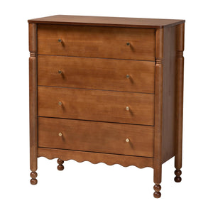 Baxton Studio Baxton Studio Hoffman Rubberwood 4-drawer Farmhouse Chest with Turned Legs for Bedroom MG9022-Walnut-4DW-Chest