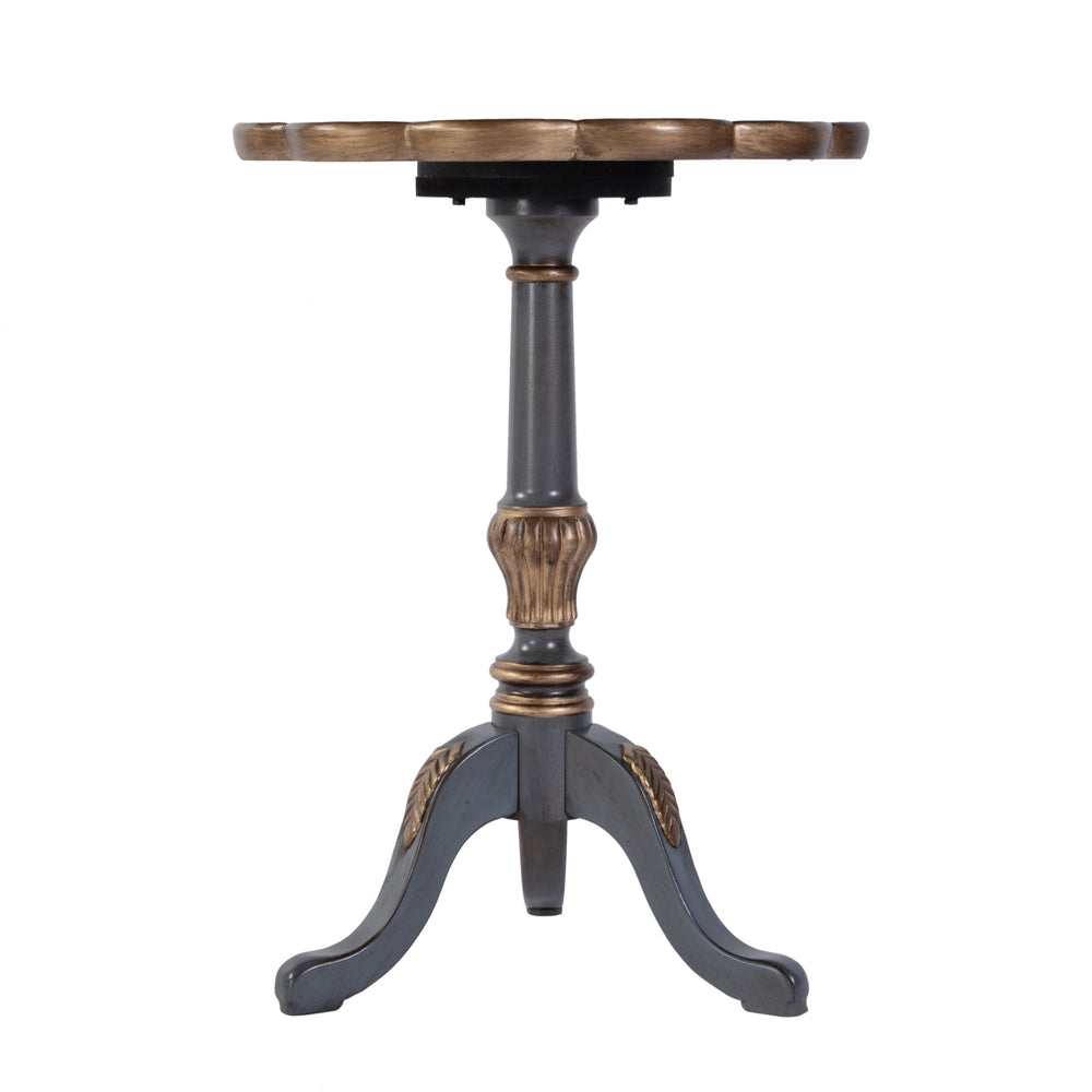 Butler Specialty Company Dansby 20" Round Wood Pedestal Table - Elegant Accent For Home Decor Pastel Blue Rubberwood Solids,Oak Veneers,Mdf,Resin 1482483-butler