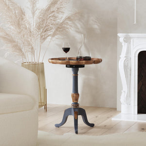 Butler Specialty Company Dansby 20" Round Wood Pedestal Table - Elegant Accent For Home Decor Pastel Blue Rubberwood Solids,Oak Veneers,Mdf,Resin 1482483-butler