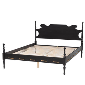 Baxton Studio Baxton Studio Gaetano Rubberwood Four Poster Bed Coastal Rope Accents No Box Spring MG0262-Black-Queen