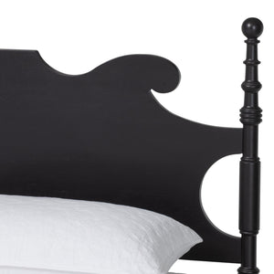 Baxton Studio Baxton Studio Gaetano Rubberwood Four Poster Bed Coastal Rope Accents No Box Spring MG0262-Black-Queen