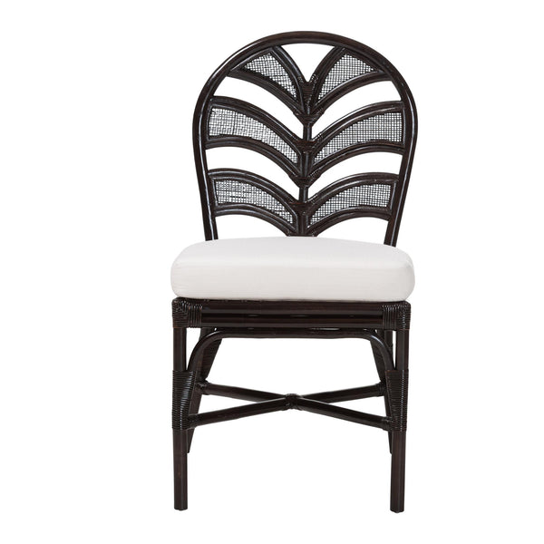 Baxton Studio Bali & Pari Niven Handwoven Rattan Dining Chair Coastal Boho Cushioned Wicker Seat Niven-Rattan/Coffee Bean-Cushion-DC