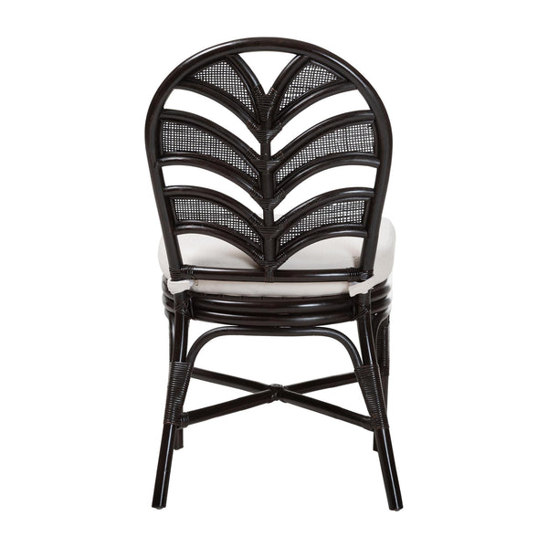 Baxton Studio Bali & Pari Niven Handwoven Rattan Dining Chair Coastal Boho Cushioned Wicker Seat Niven-Rattan/Coffee Bean-Cushion-DC