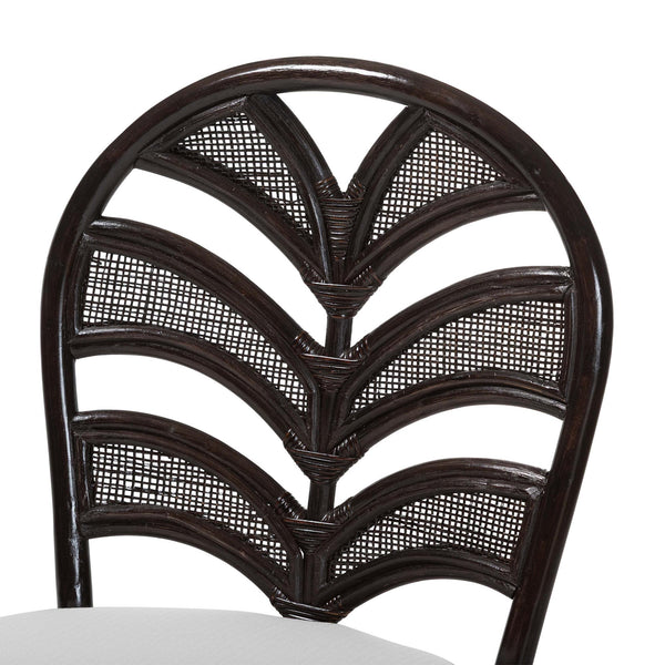 Baxton Studio Bali & Pari Niven Handwoven Rattan Dining Chair Coastal Boho Cushioned Wicker Seat Niven-Rattan/Coffee Bean-Cushion-DC