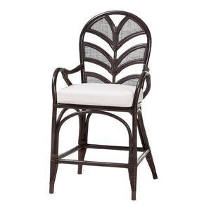 Baxton Studio Bali & Pari Niven Handwoven Rattan Counter Stool Coastal Boho Kitchen Island Seat Niven-Rattan/Coffee Bean-Cushion-CS