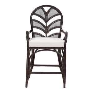 Baxton Studio Bali & Pari Niven Handwoven Rattan Counter Stool Coastal Boho Kitchen Island Seat Niven-Rattan/Coffee Bean-Cushion-CS