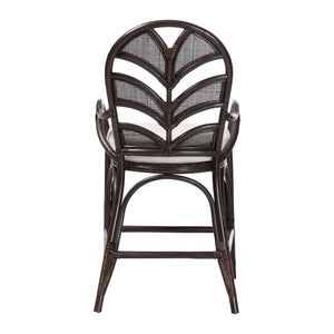 Baxton Studio Bali & Pari Niven Handwoven Rattan Counter Stool Coastal Boho Kitchen Island Seat Niven-Rattan/Coffee Bean-Cushion-CS