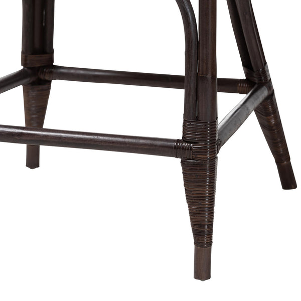 Baxton Studio Bali & Pari Niven Handwoven Rattan Counter Stool Coastal Boho Kitchen Island Seat Niven-Rattan/Coffee Bean-Cushion-CS