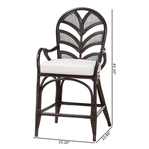 Baxton Studio Bali & Pari Niven Handwoven Rattan Counter Stool Coastal Boho Kitchen Island Seat Niven-Rattan/Coffee Bean-Cushion-CS