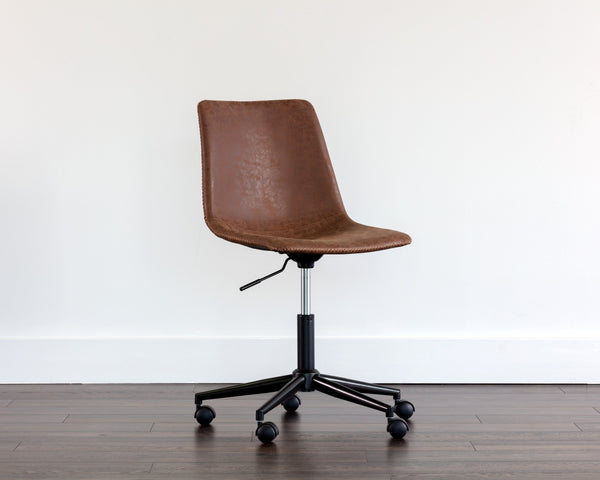 Sunpan Cal Office Chair - Stylish Mid-Century Design with Adjustable Height and Smooth Mobility for Comfort Antique Brown