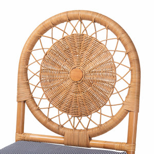 Baxton Studio Bali & Pari Oberon Handwoven Rattan Counter Stool Coastal Artisan Kitchen Island Seat Oberon-Rattan/Light Honey-Cushion-CS